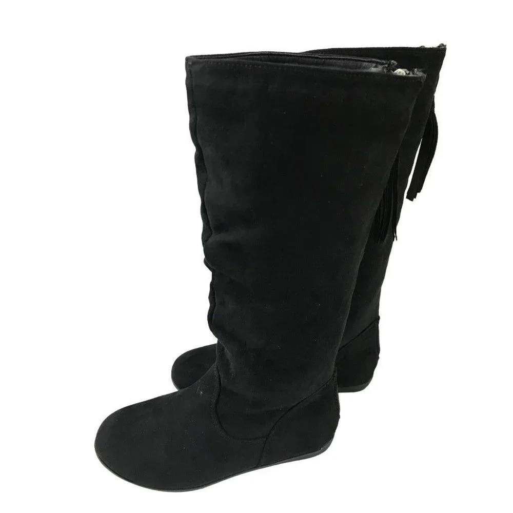 12M Girls Youth Sonoma Microfiber Black Back Zip Boots‎